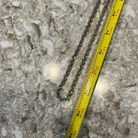 90 grams Vintage sterling silver thick rope chain long necklace & bracelet set - Picture 4 of 16